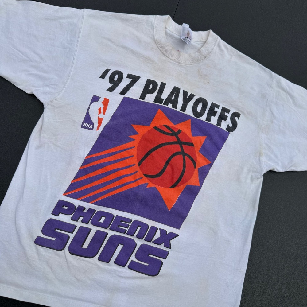 Fruit of the Loom Phoenix Suns T-Shirt Mens L White Good 1997 NBA Playoffs Vtg
